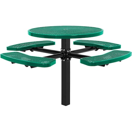 Global Industrial Round Picnic Table, Green, Expanded Metal, In Ground Mount, 46 in 695292GN